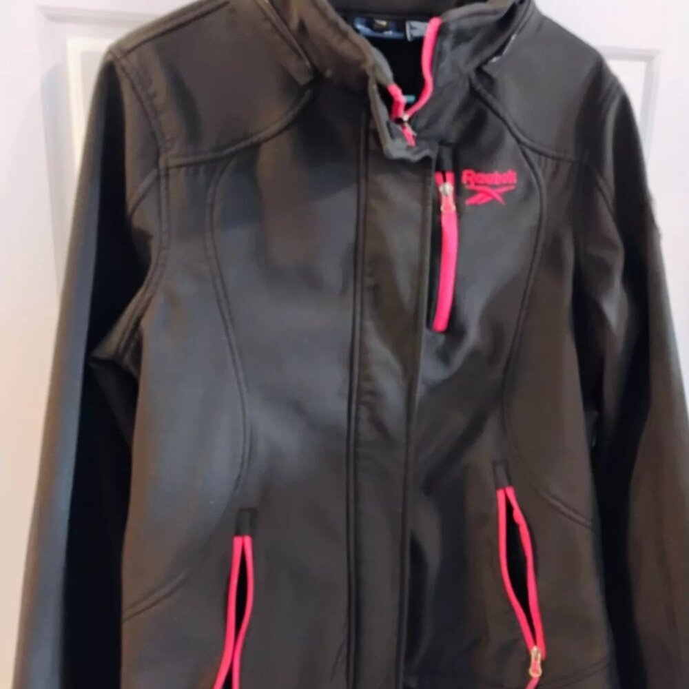 Reebok Black Jacket with Pink Trim Size Large